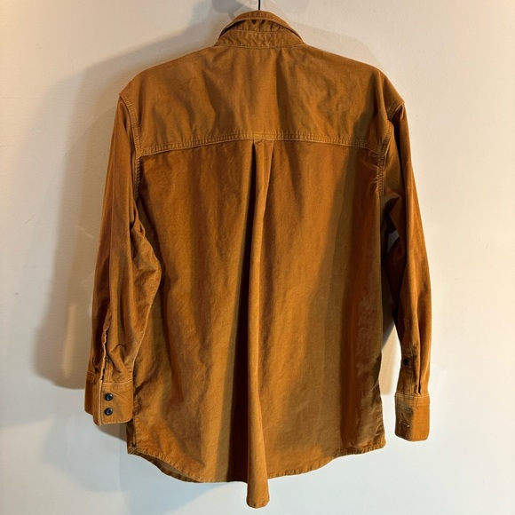 EVERLANE Sz M Corduroy Shirt Patch Pockets Buttoned Tulip Rounded Hem Shacket - Picture 8 of 10